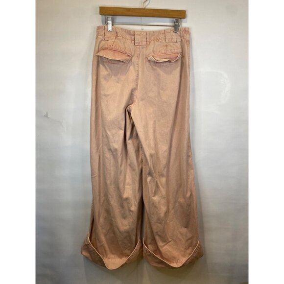 Free People Long Game Chino Pants Pale Mauve Pink Wide Leg Flare Size 4 - Picture 10 of 11